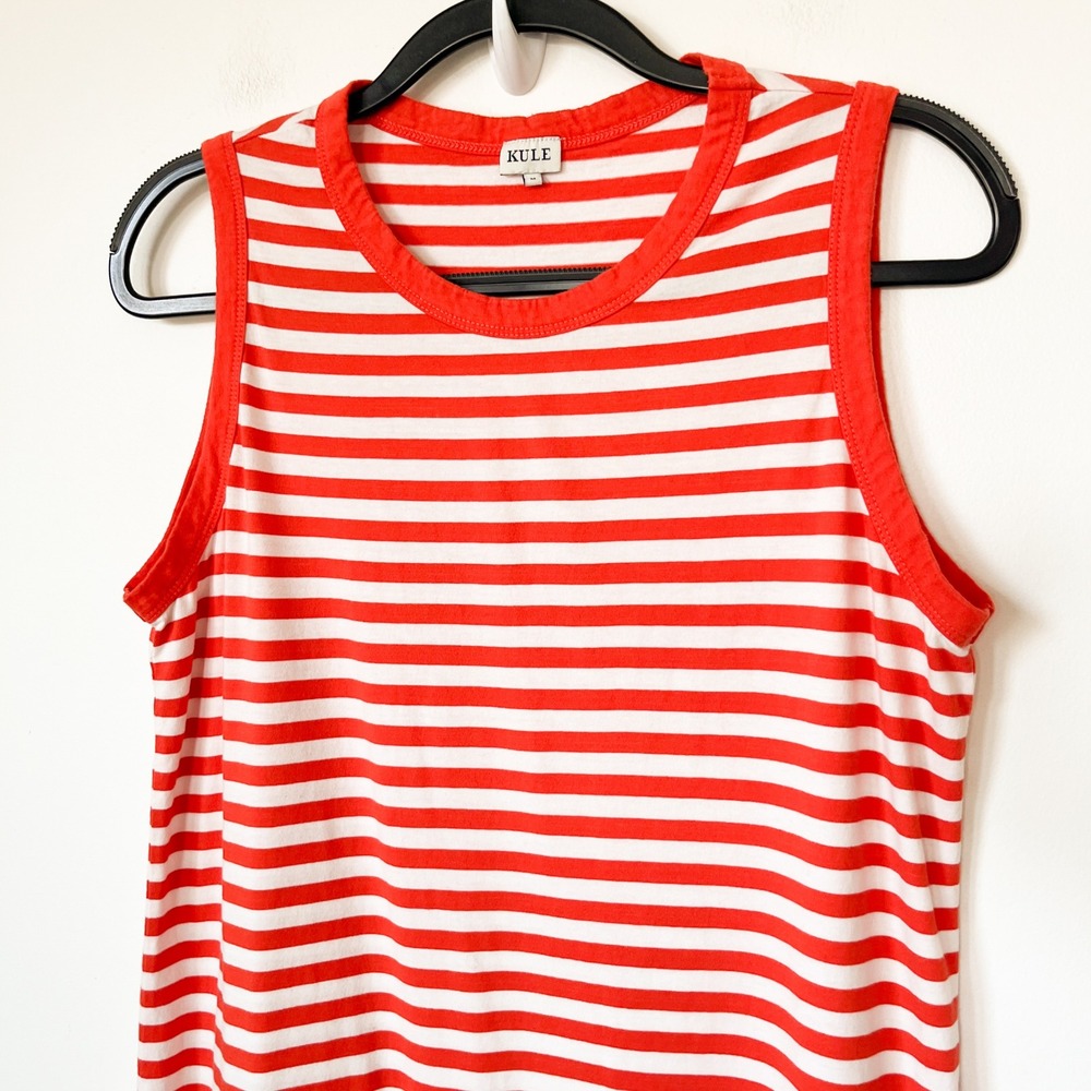 Kule The Tank Dress Striped Midi Womens Medium Poppy White - Picture 4 of 14